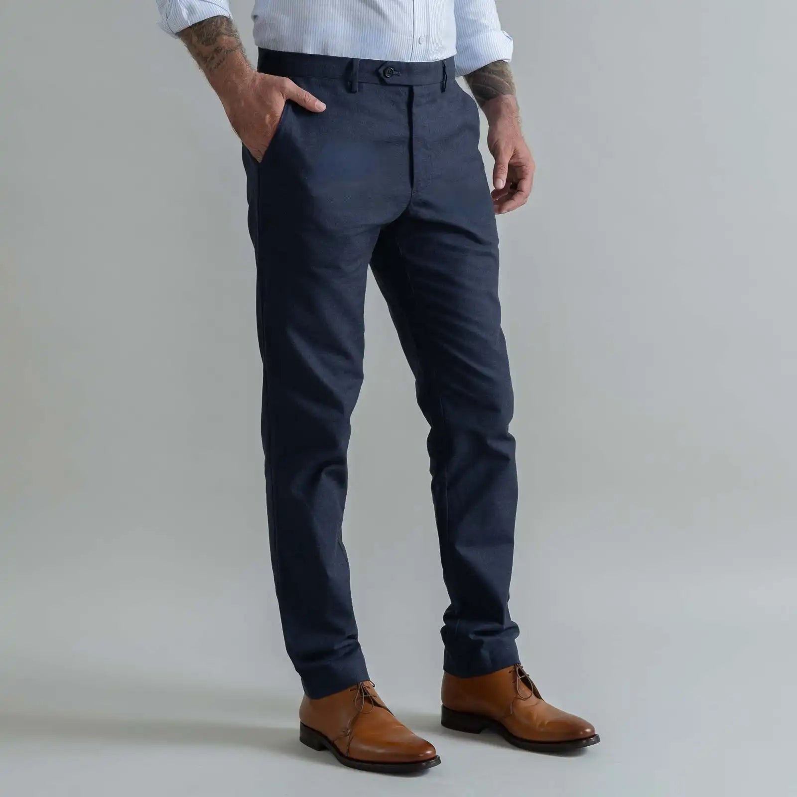 The Dark Navy Brushed Cotton Richmond Dress Chino Custom Pant Custom Pant- Ledbury