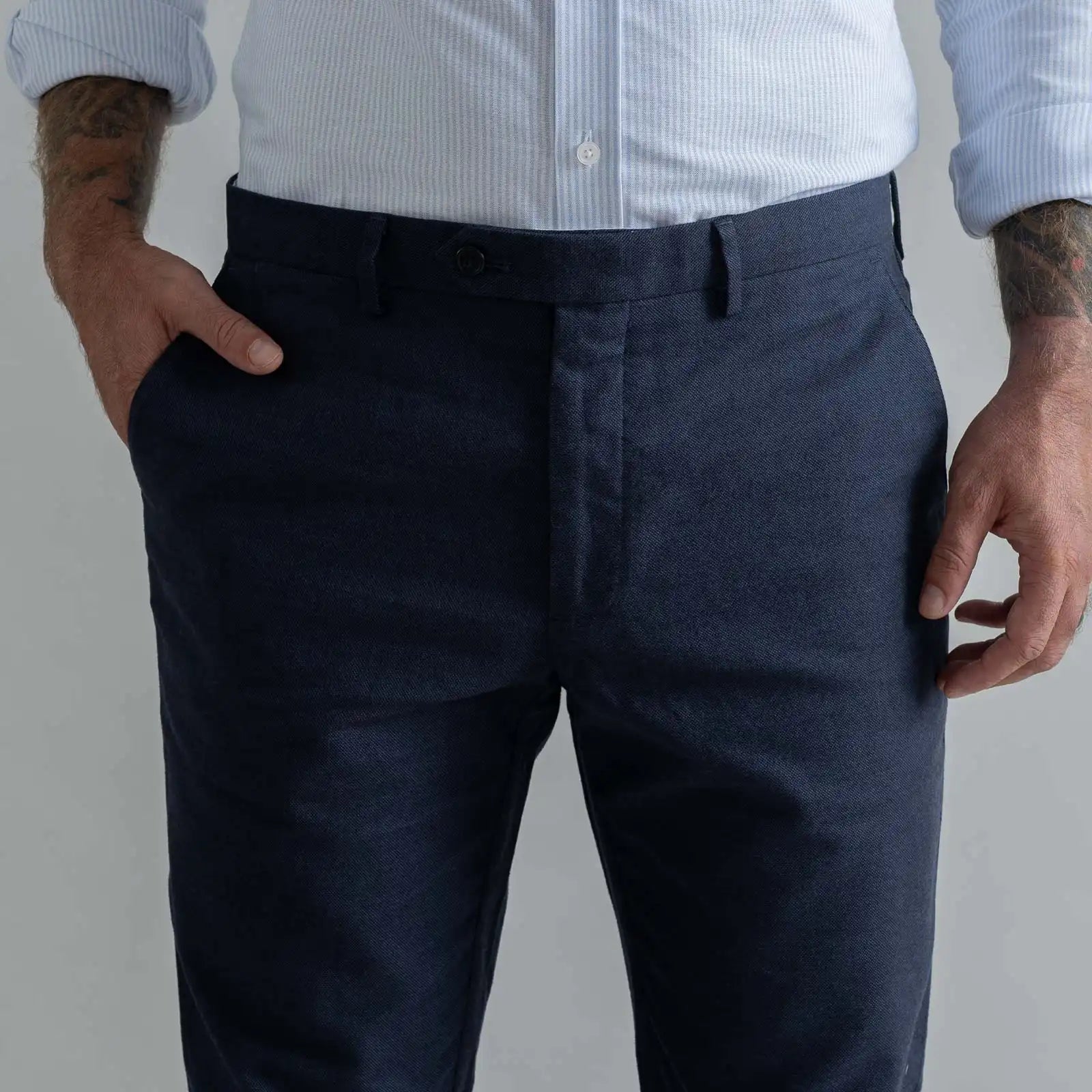 The Dark Navy Brushed Cotton Richmond Dress Chino Custom Pant Custom Pant- Ledbury