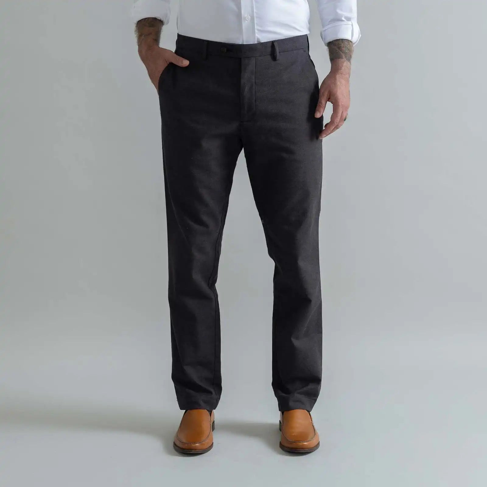 The Dark Brown Brushed Cotton Richmond Dress Chino Custom Pant Custom Pant- Ledbury