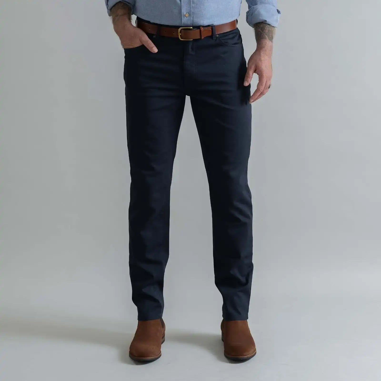 The Navy Stretch Canvas Franklin 5 Pocket Custom Pant Custom Pant- Ledbury