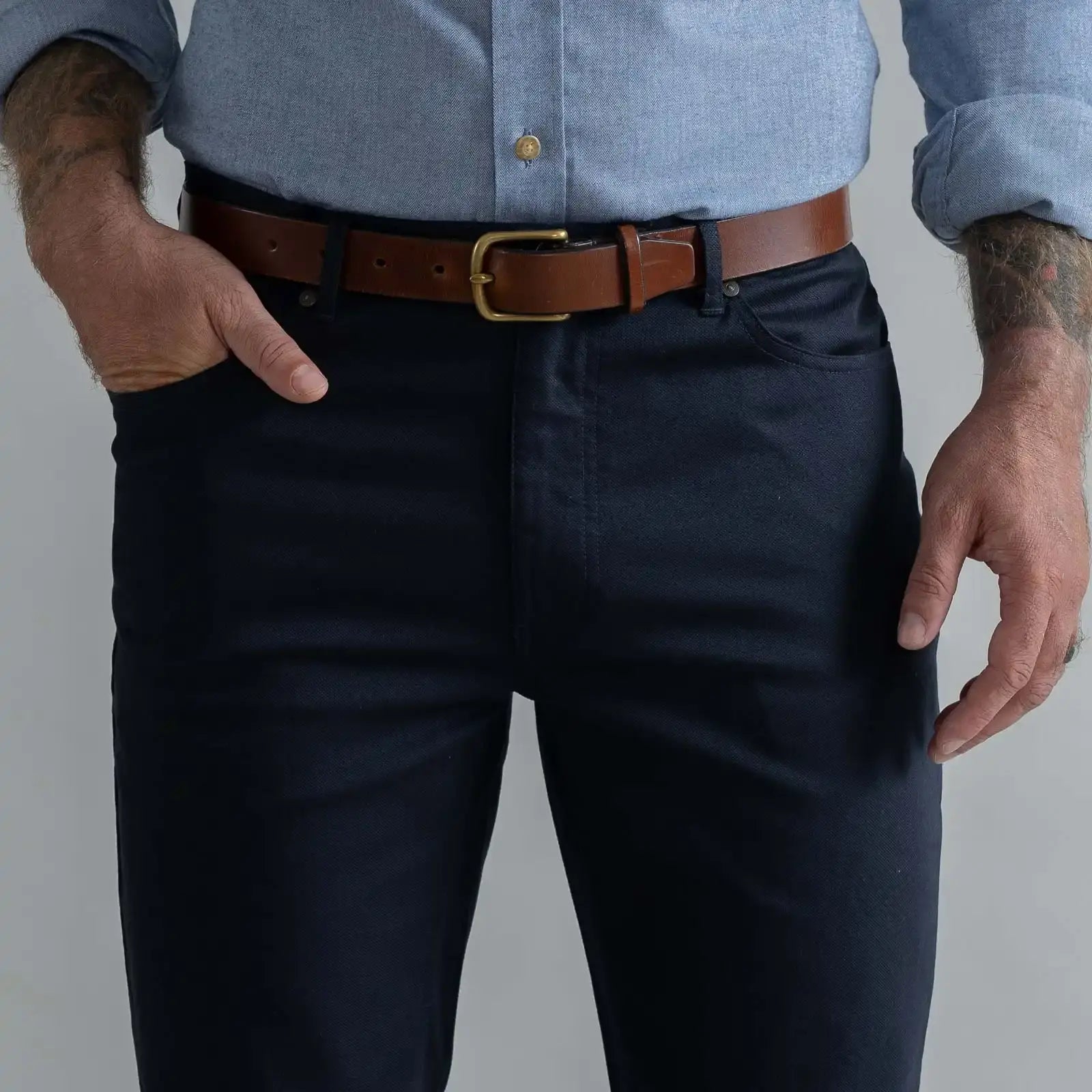 The Navy Stretch Canvas Franklin 5 Pocket Custom Pant Custom Pant- Ledbury