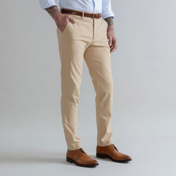 Ledbury Khaki Performance Richmond Sport Chino Custom Pant — side view showing tailored Richmond fit and clean silhouette