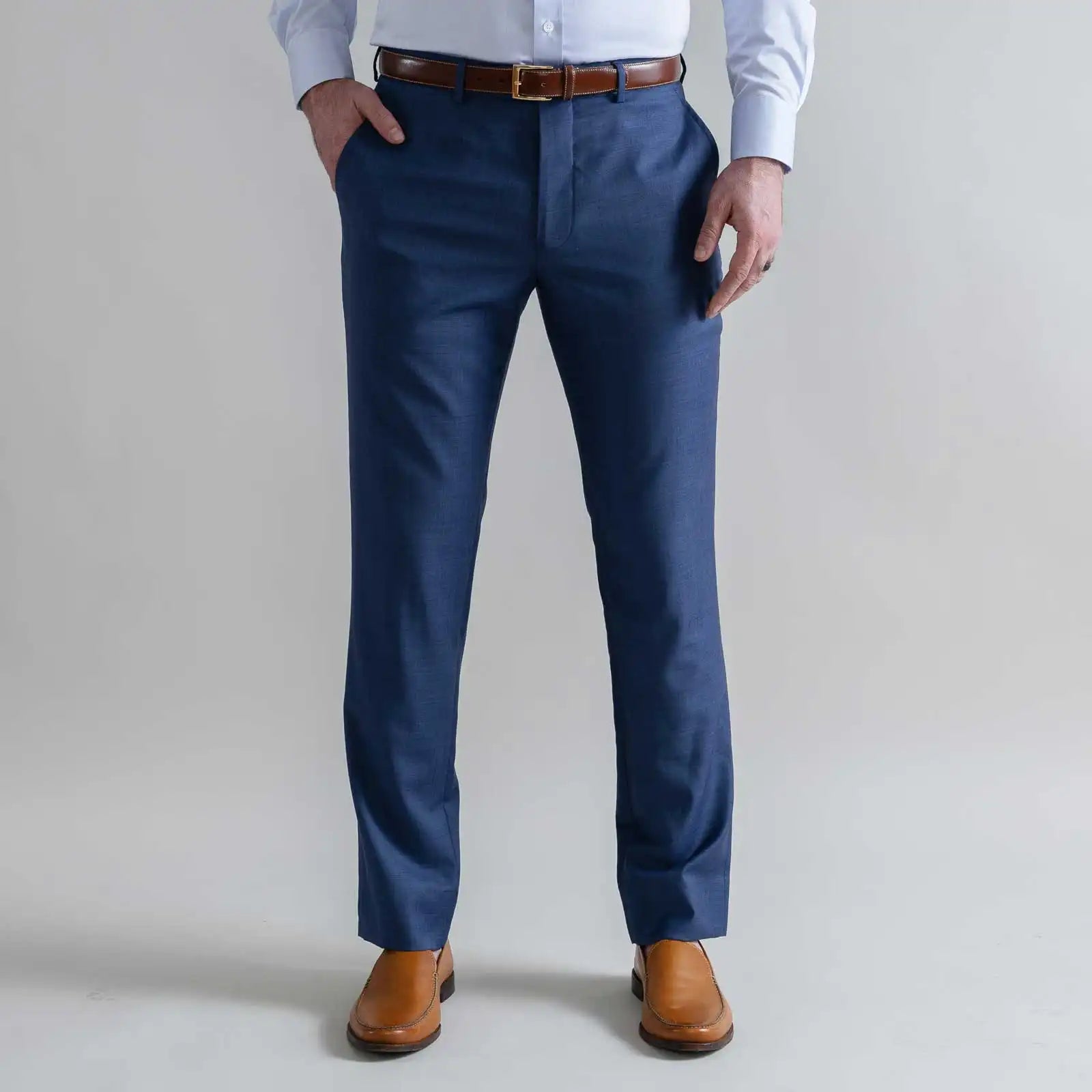 Blue Richmond custom dress pant front view - men's tailored trousers