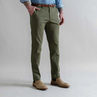 Dark olive chino with 3% stretch cotton twill fabric