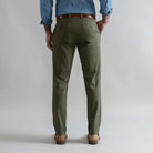 Custom fit dark olive chino pant modern fit detail