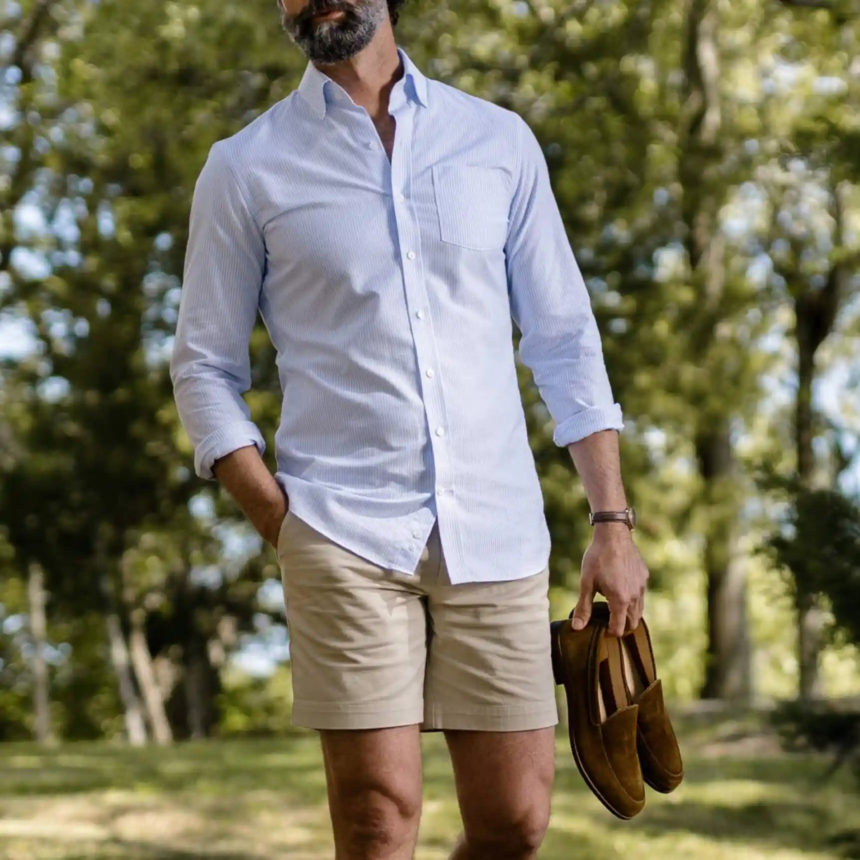 The Light Blue Mayfield Oxford Stripe Custom Shirt Custom Dress Shirt- Ledbury