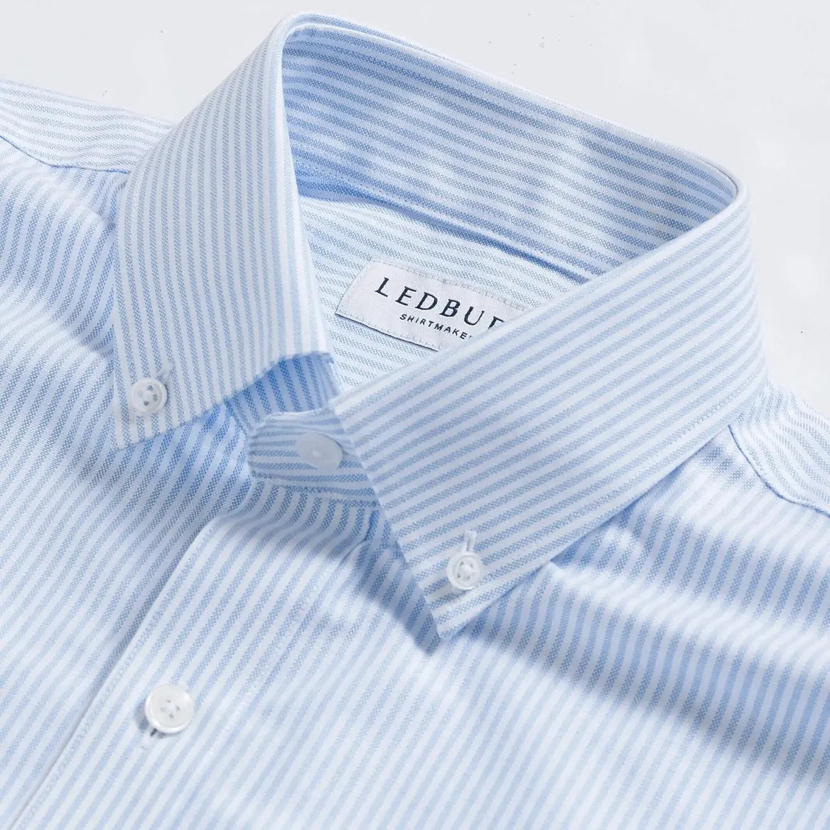 The Light Blue Mayfield Oxford Stripe Popover Custom Shirt Custom Casual Shirt- Ledbury