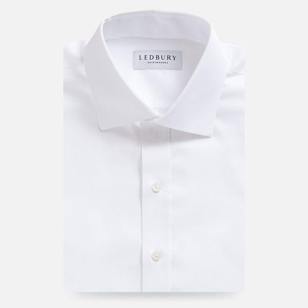 White Madison fine twill dress shirt flat lay - custom fit men's shirt by Ledbury