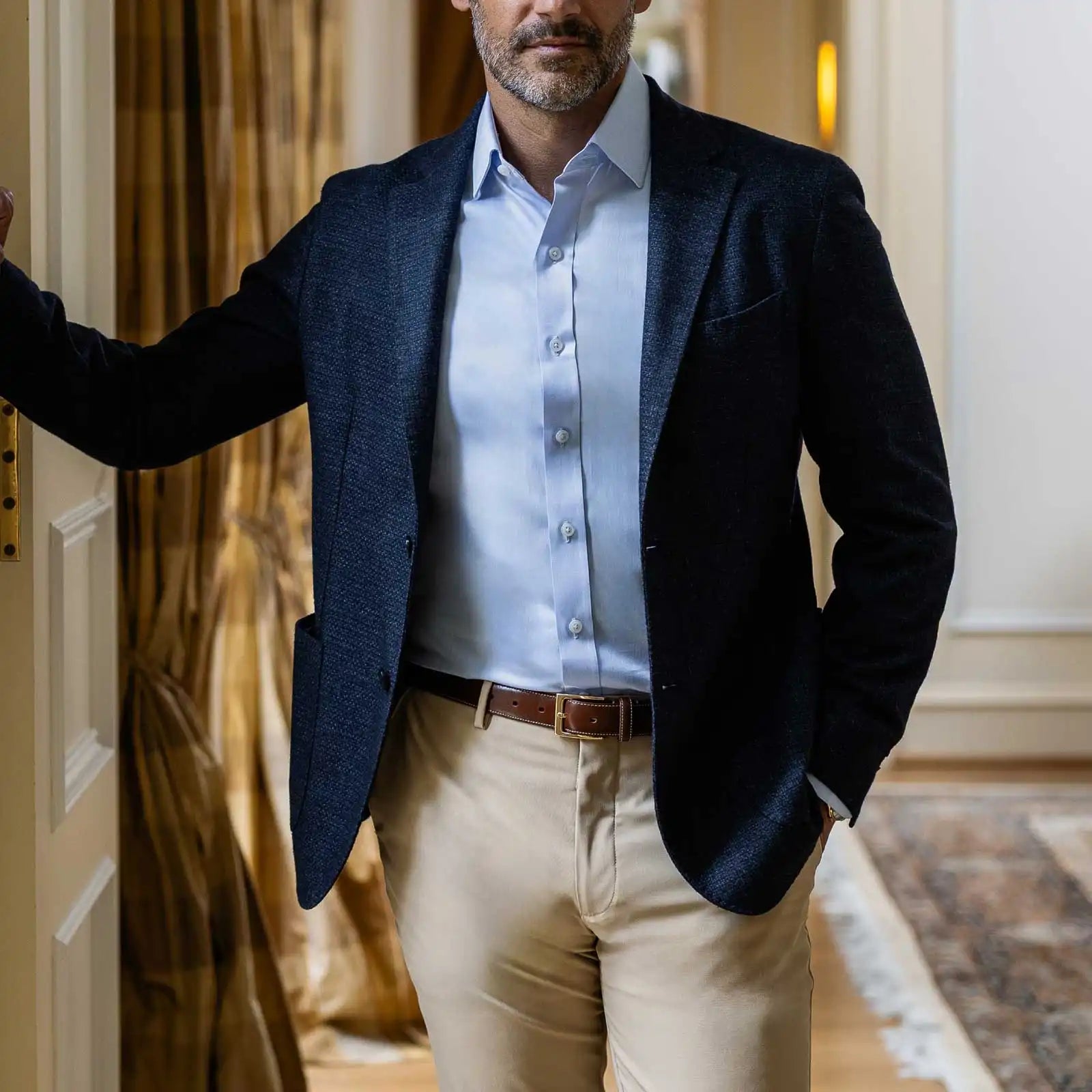 The Blue Madison Fine Twill Custom Shirt Custom Dress Shirt- Ledbury