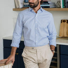 The Blue Wheeler Non Iron Stripe Custom Shirt Custom Dress Shirt- Ledbury