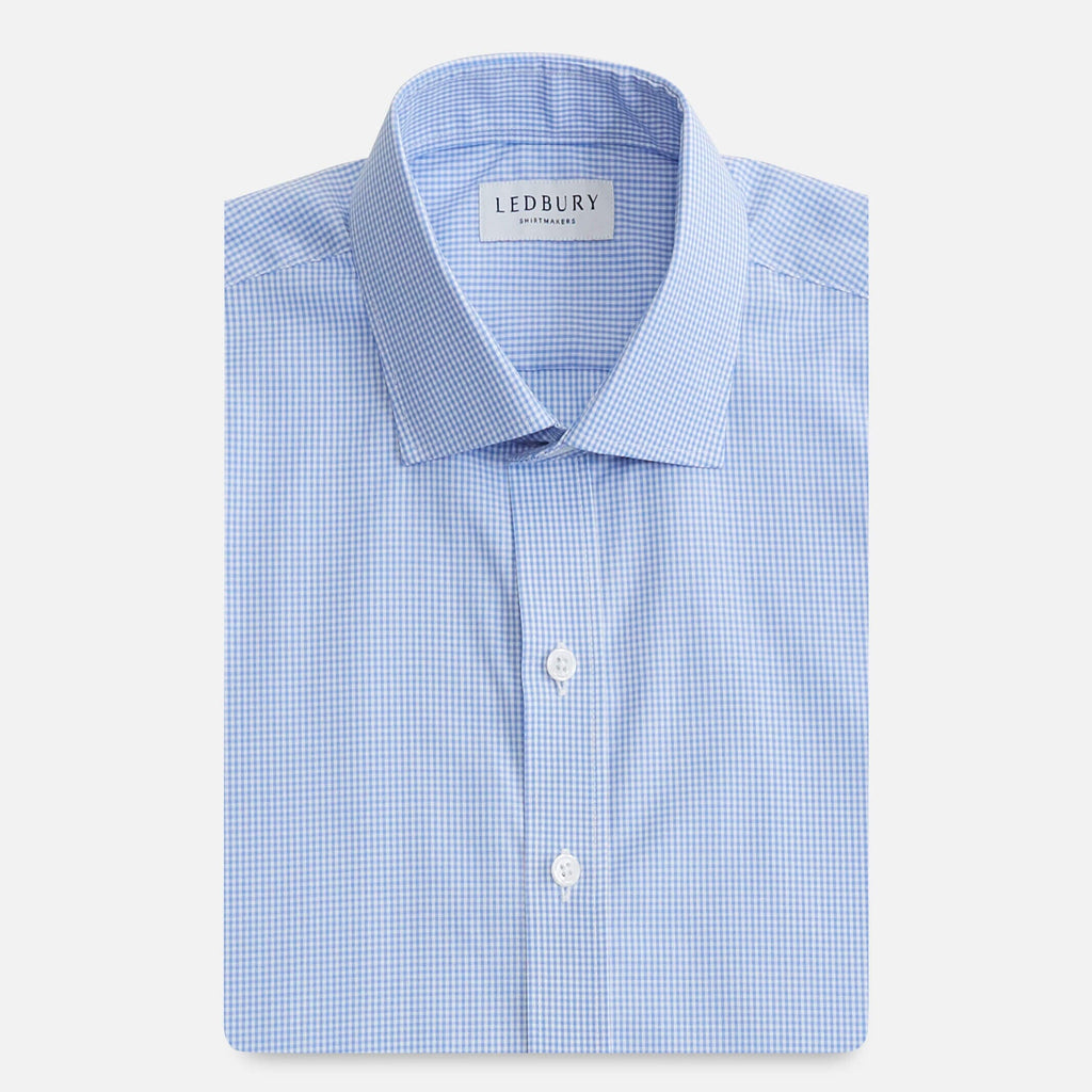 The Blue Wheeler Non Iron Micro Gingham Custom Shirt Custom Dress Shirt- Ledbury