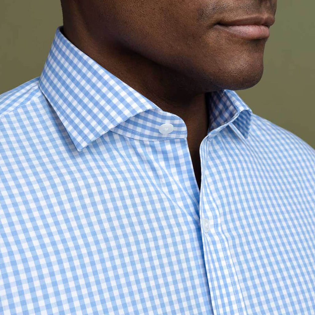 The Blue Wheeler Non Iron Gingham Custom Shirt Custom Dress Shirt- Ledbury