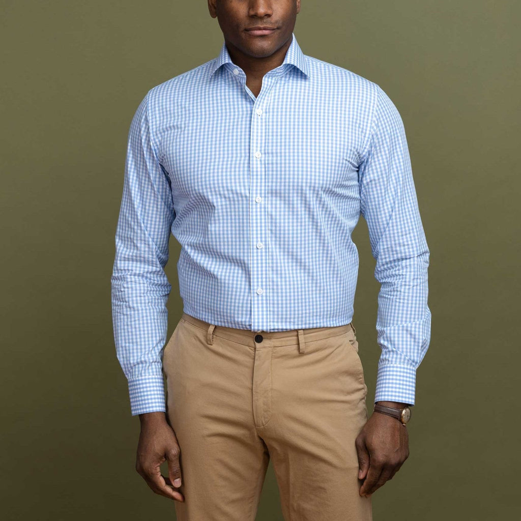 The Blue Wheeler Non Iron Gingham Custom Shirt Custom Dress Shirt- Ledbury