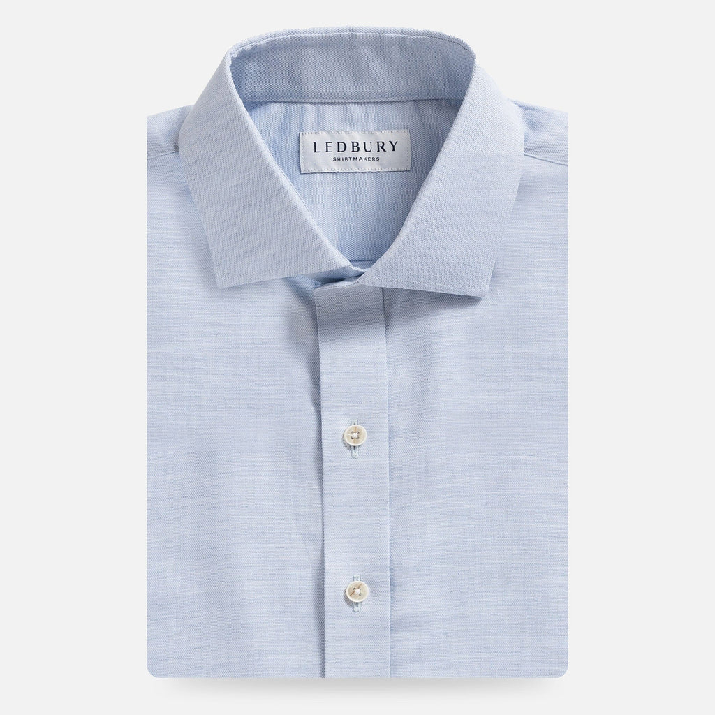 The Light Blue Brompton Mouline Custom Shirt Custom Dress Shirt- Ledbury