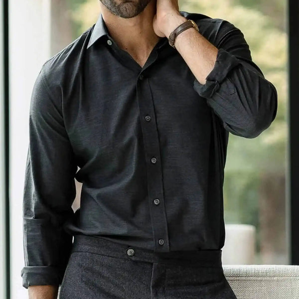 The Charcoal Brompton Mouline Custom Shirt Custom Dress Shirt- Ledbury