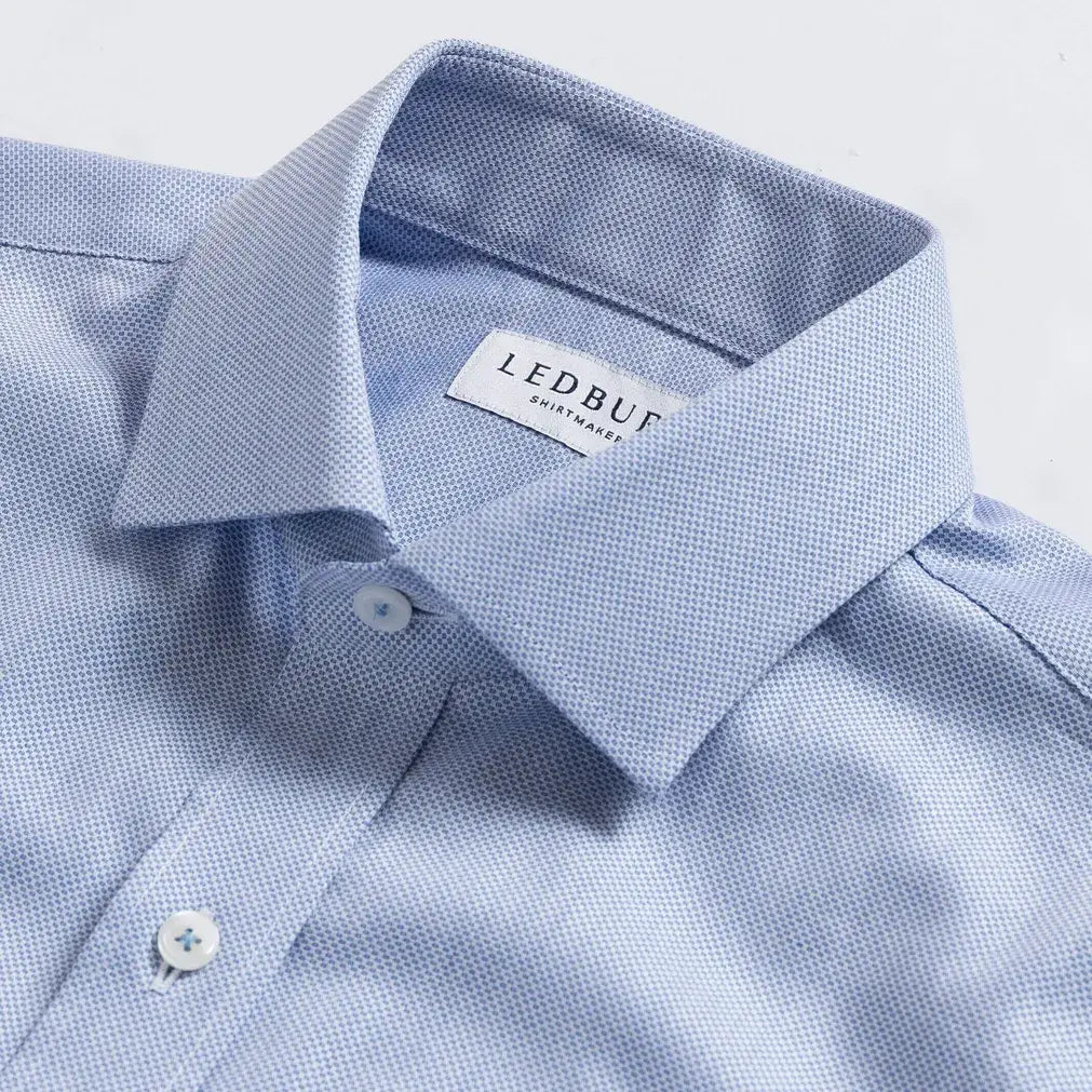 The Light Blue Caven Textured Weave Custom Shirt Custom Dress Shirt- Ledbury