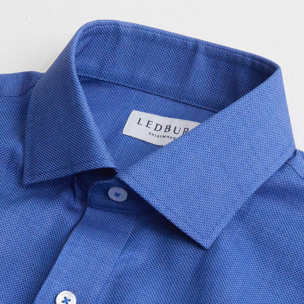 The Royal Blue Caven Textured Weave Custom Shirt Custom Dress Shirt- Ledbury