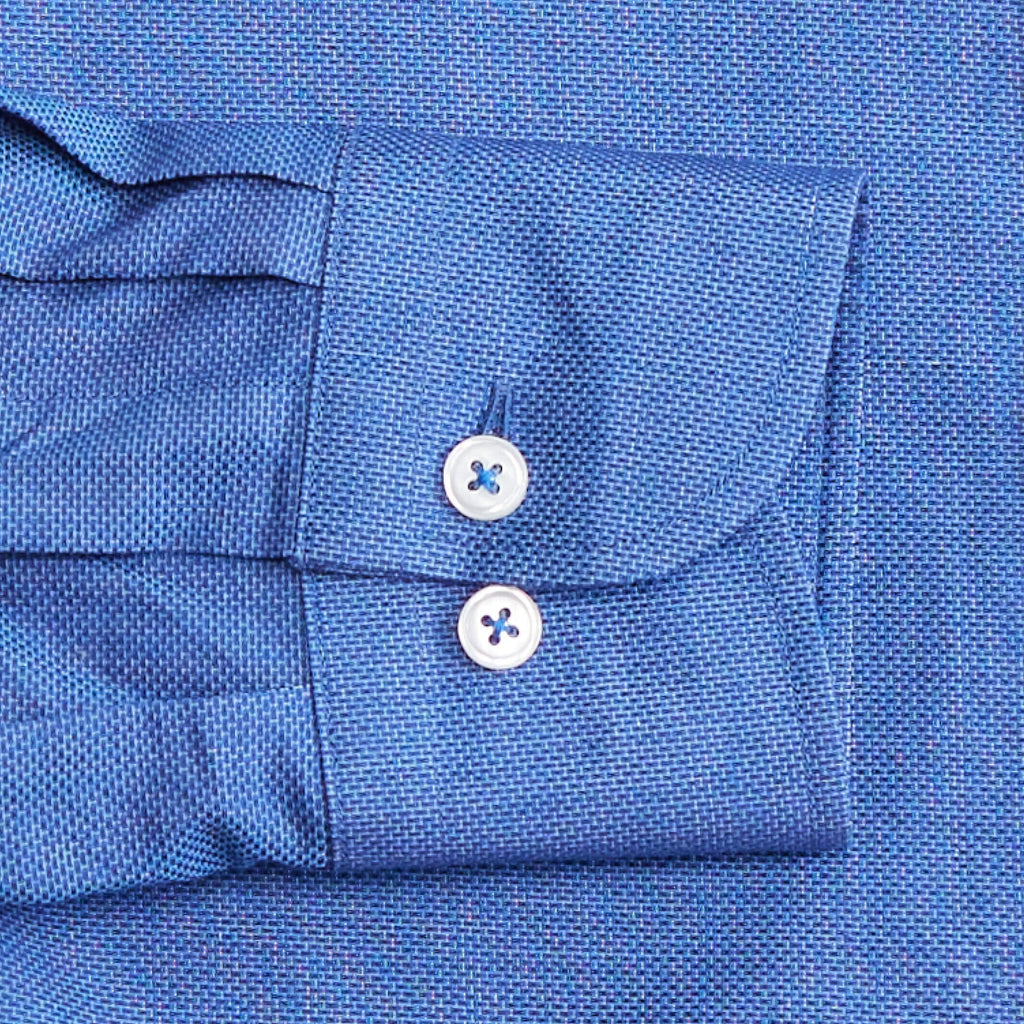 The Royal Blue Caven Textured Weave Custom Shirt Custom Dress Shirt- Ledbury