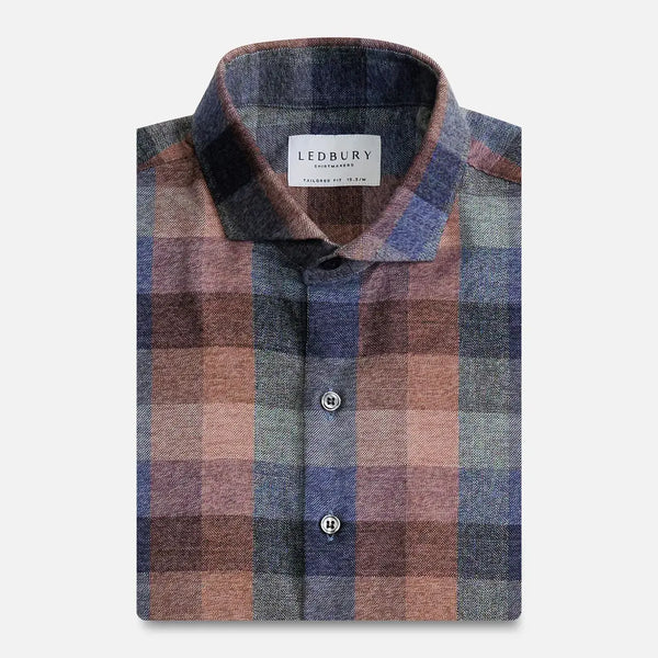 Apricot flannel shirt flat lay - Portuguese flannel custom fit casual shirt