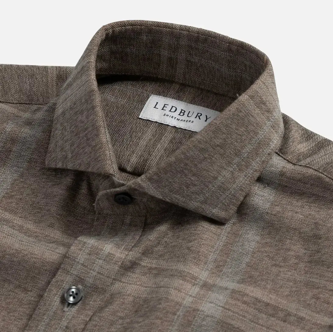 The Soft Brown Hartmann Flannel Custom Shirt Custom Casual Shirt- Ledbury
