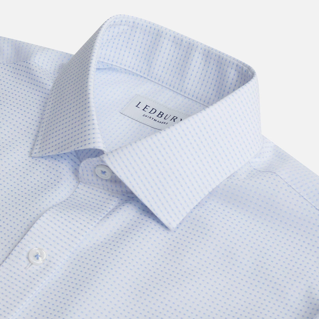 The Blue Kensington Non Iron Dot Custom Shirt Custom Dress Shirt- Ledbury