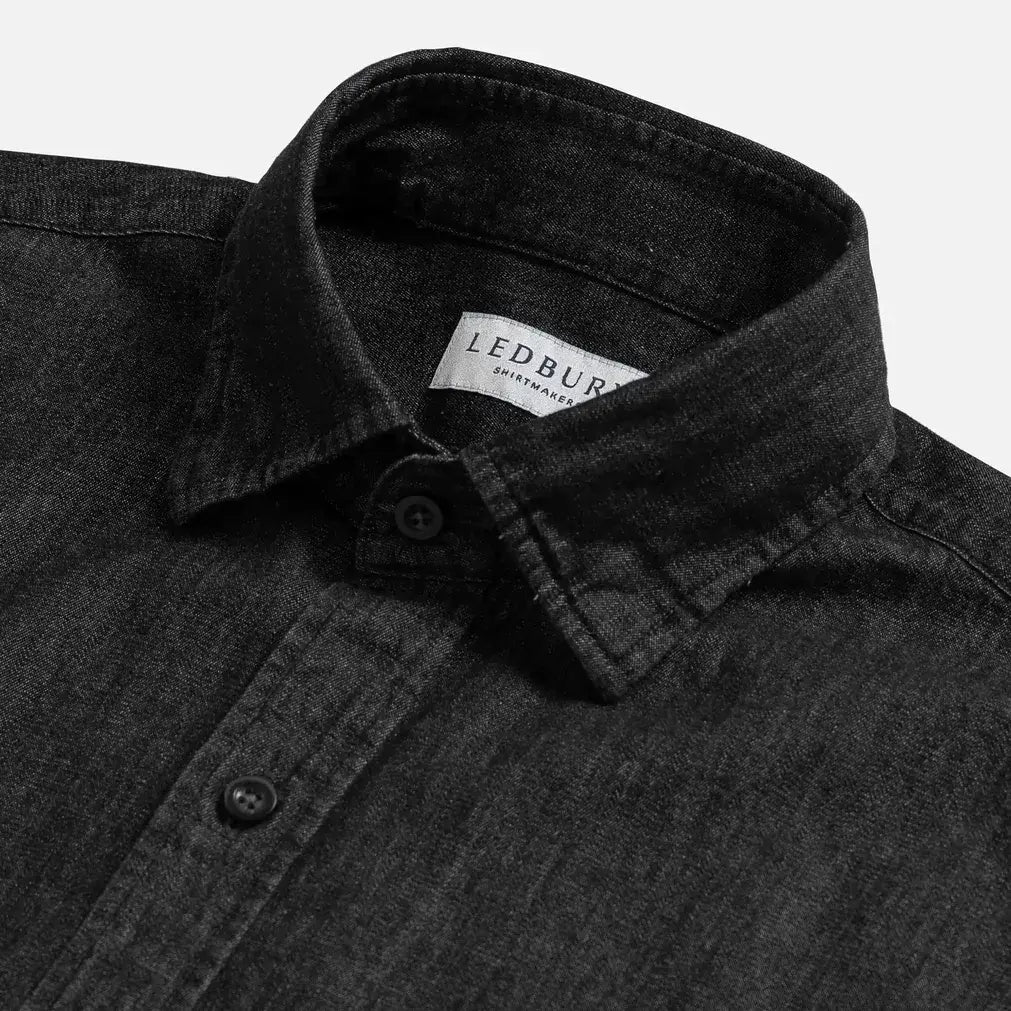 The Washed Black Slater Denim Utility Custom Shirt Custom Casual Shirt- Ledbury