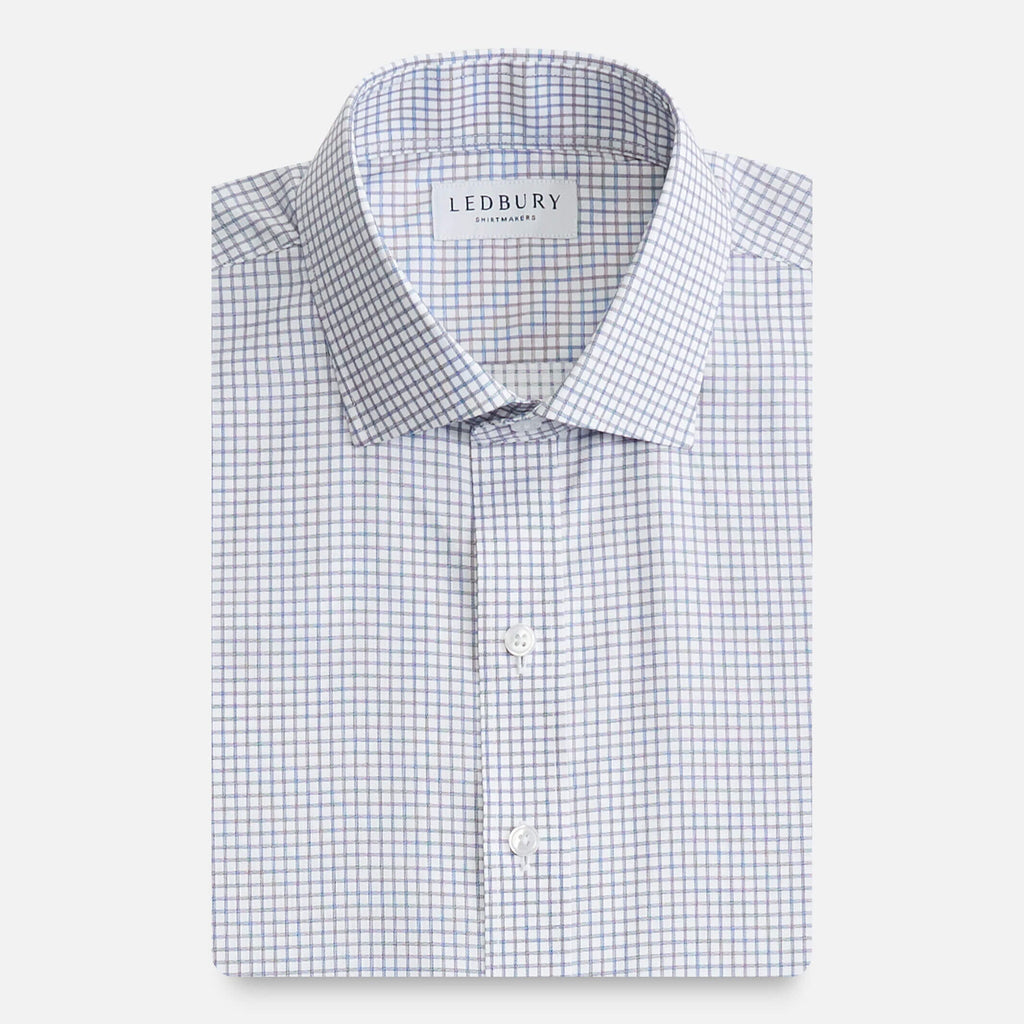 The Navy Blue Owen Check Custom Shirt Custom Dress Shirt- Ledbury