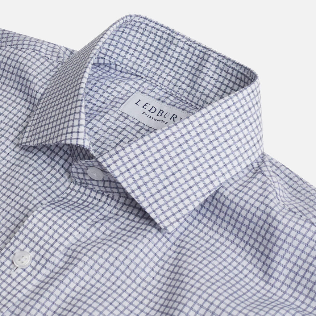 The Navy Blue Owen Check Custom Shirt Custom Dress Shirt- Ledbury