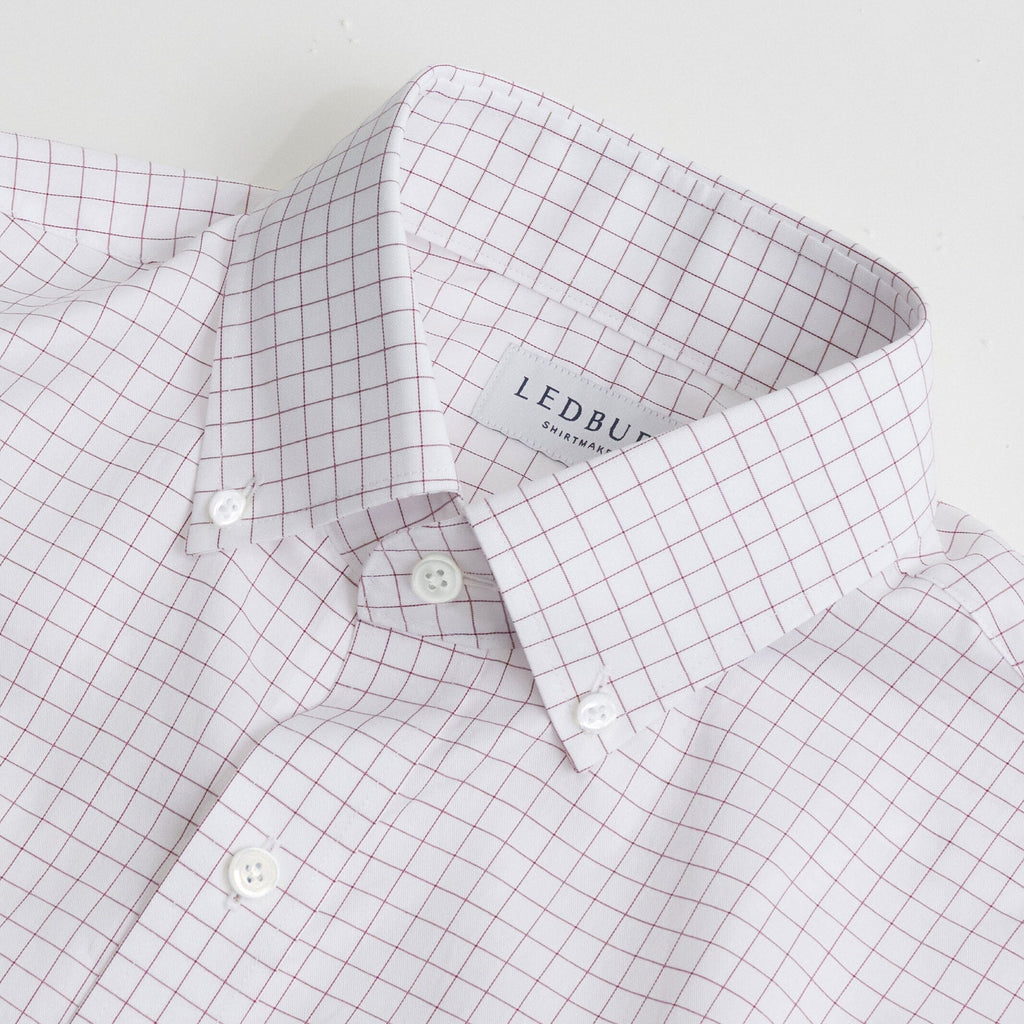 The Burgundy Cliffe Windowpane Custom Shirt Custom Dress Shirt- Ledbury