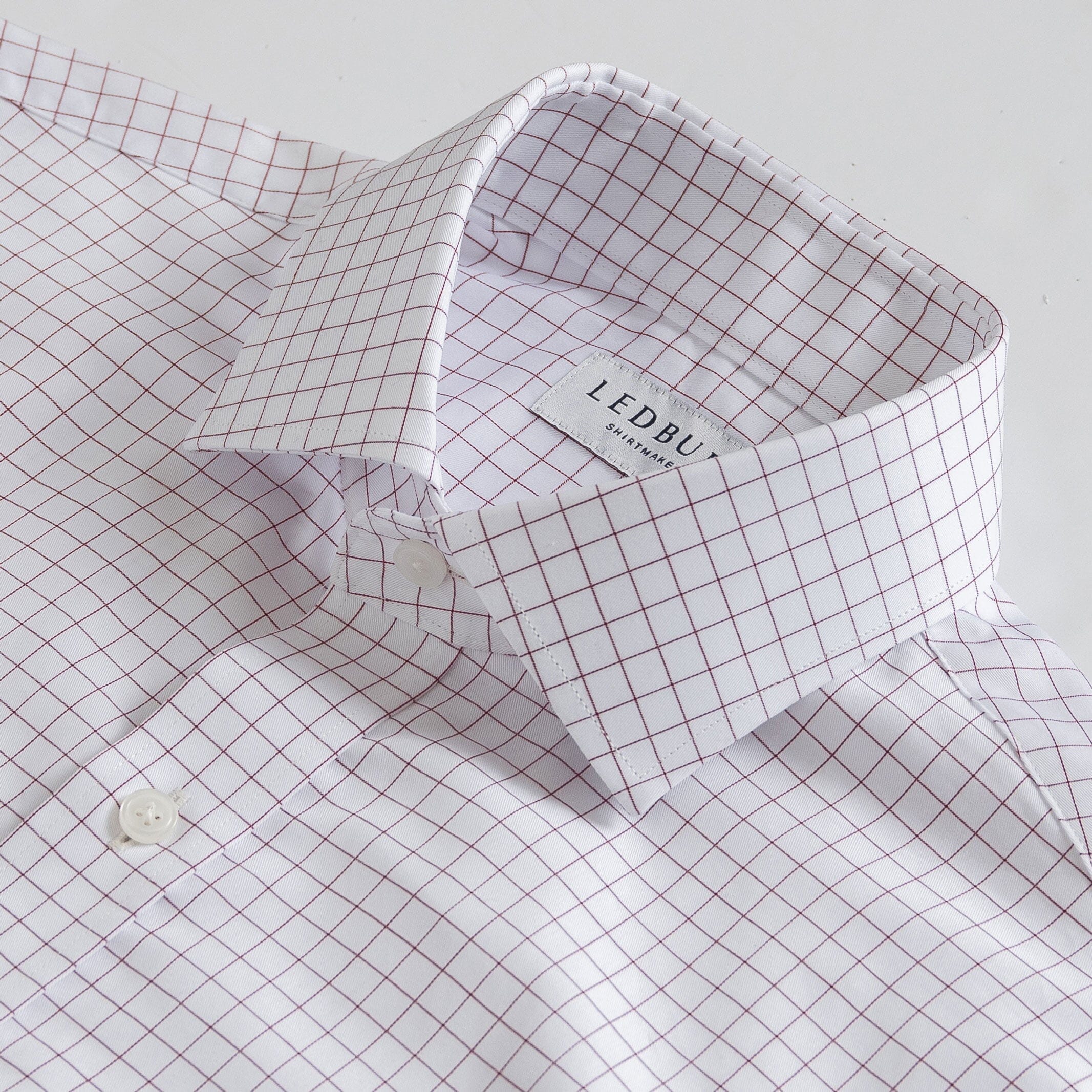 The Burgundy Cliffe Windowpane Custom Shirt Custom Dress Shirt- Ledbury