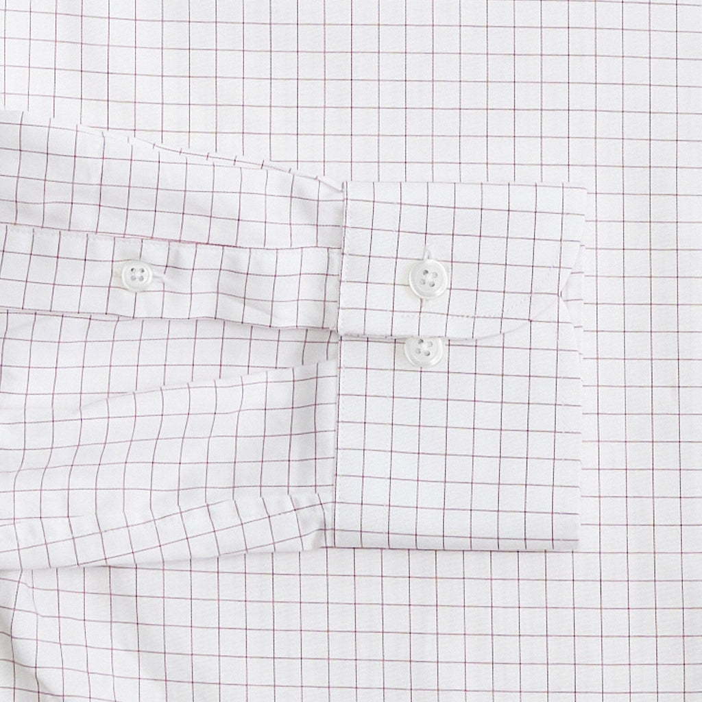 The Burgundy Cliffe Windowpane Custom Shirt Custom Dress Shirt- Ledbury