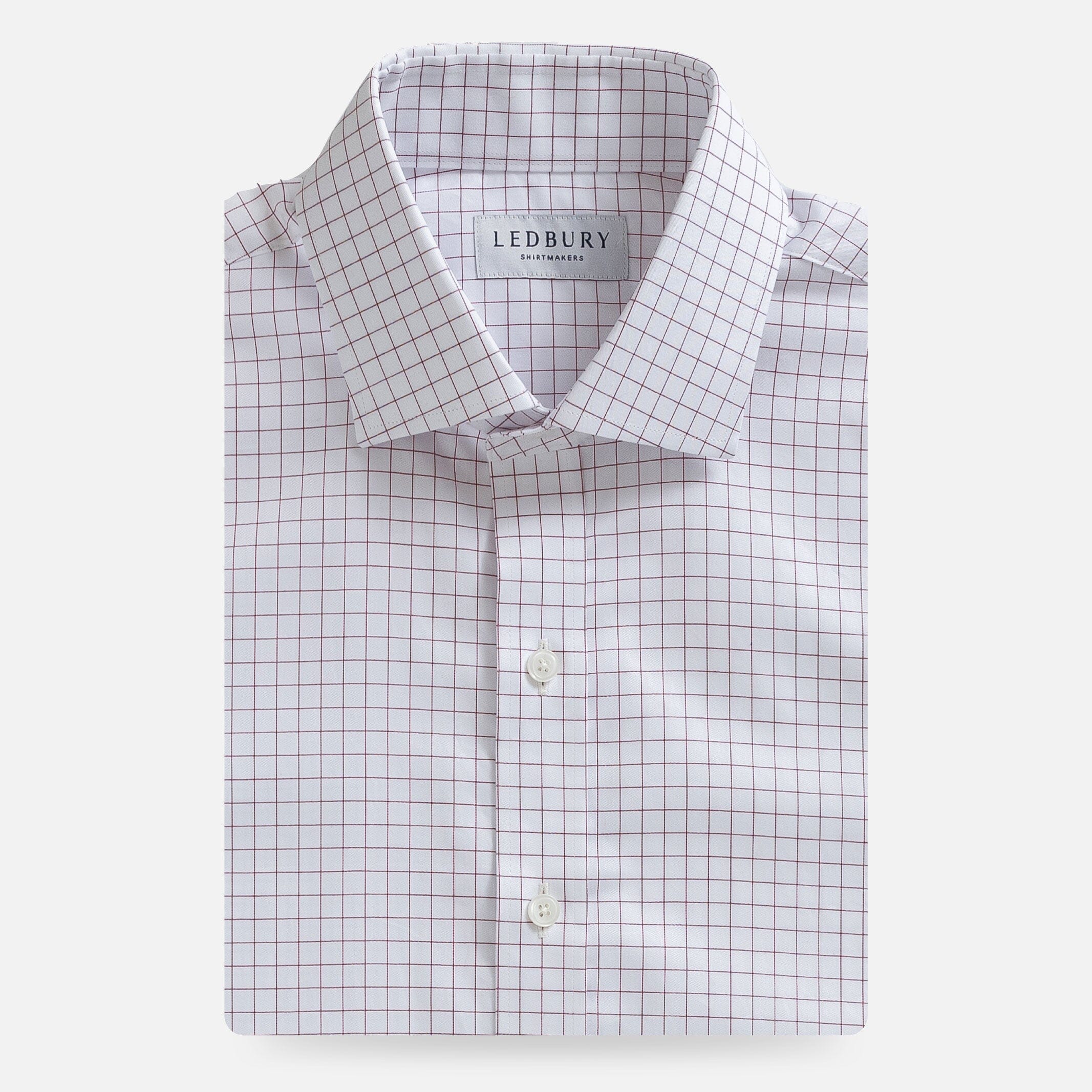 The Burgundy Cliffe Windowpane Custom Shirt Custom Dress Shirt- Ledbury
