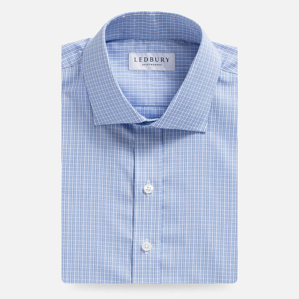 The Sky Blue Kent Check Custom Shirt Custom Dress Shirt- Ledbury