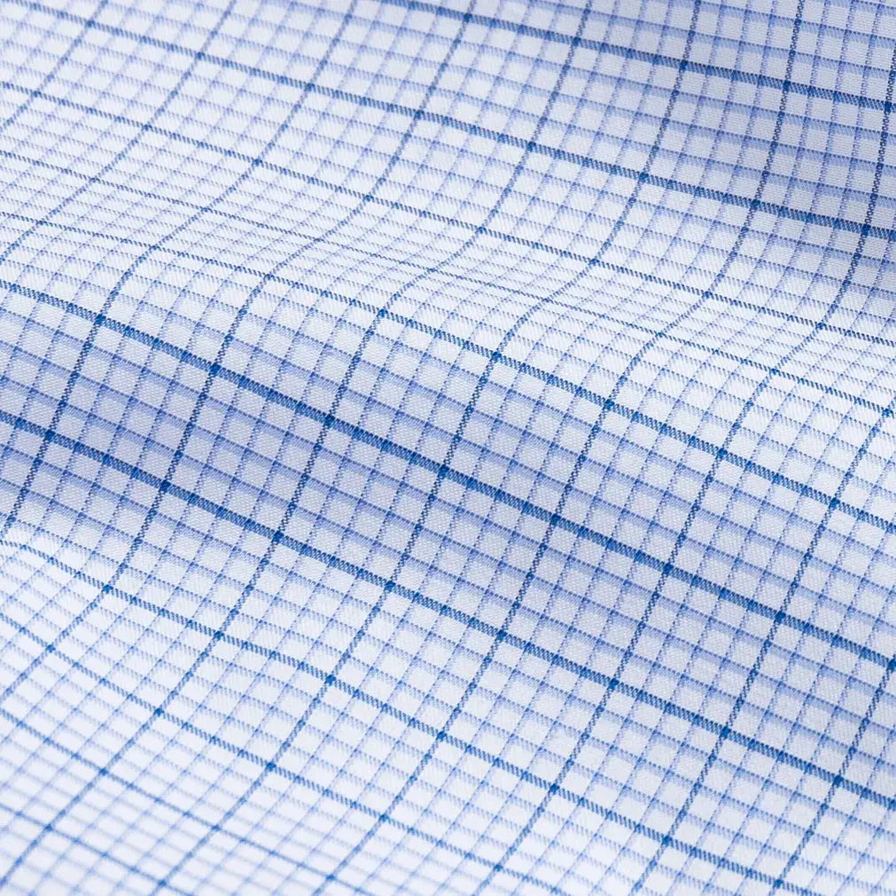 The Blue Kent Windowpane Check Custom Shirt Custom Dress Shirt- Ledbury