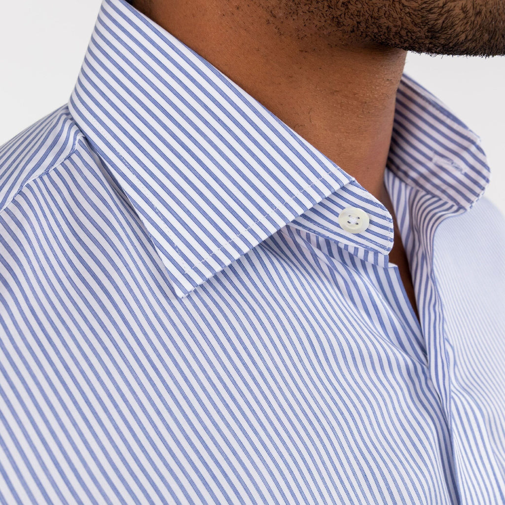 The Navy Kent Stripe Custom Shirt Custom Dress Shirt- Ledbury