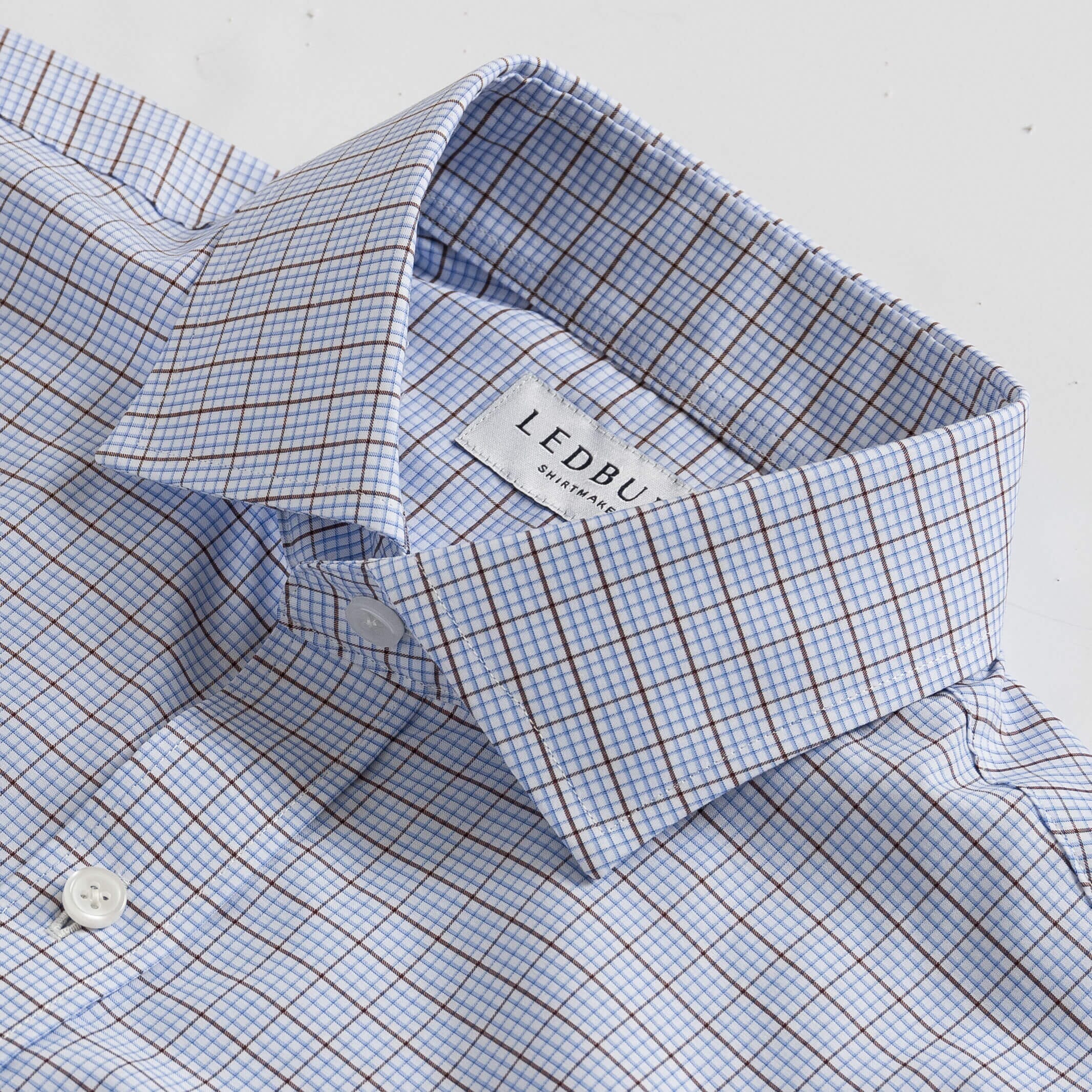 Brown Windowpane Dress Shirt Kent Fabric | Ledbury