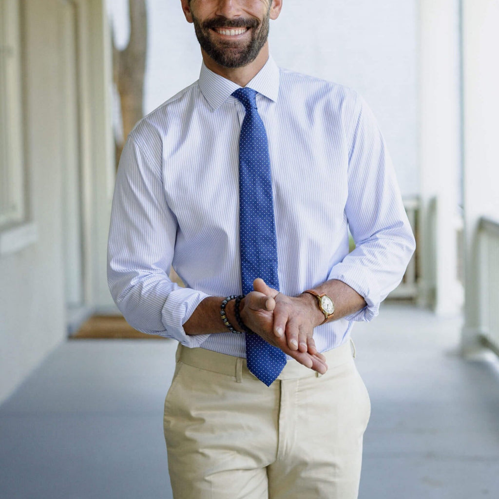 The Blue Kent Stripe Custom Shirt Custom Dress Shirt- Ledbury