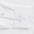 The White Journey Flex Performance with Light Blue Buttons Custom Shirt Custom Dress Shirt- Ledbury