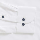 The White Journey Flex Performance with Navy Buttons Custom Shirt Custom Dress Shirt- Ledbury