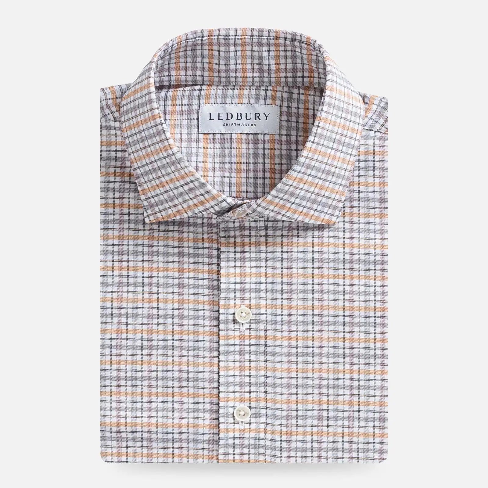 The Autumn Orange Journey Flex Performance Check Custom Shirt Custom Dress Shirt- Ledbury