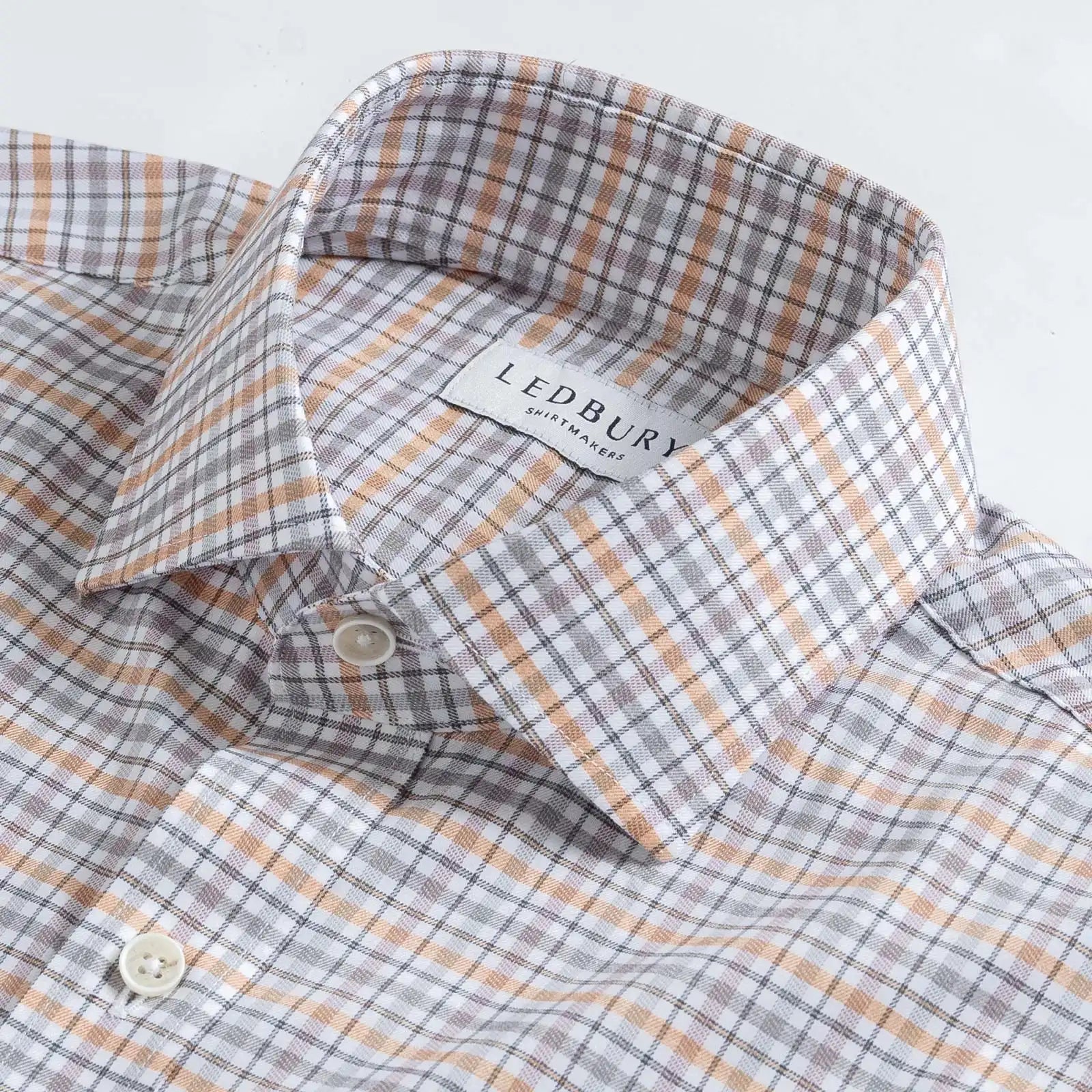 The Autumn Orange Journey Flex Performance Check Custom Shirt Custom Dress Shirt- Ledbury