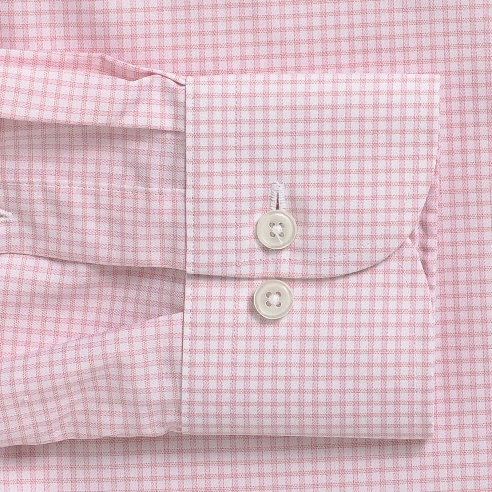 Pink gingham dress shirt sleeve detail – Ledbury Journey Flex custom fit