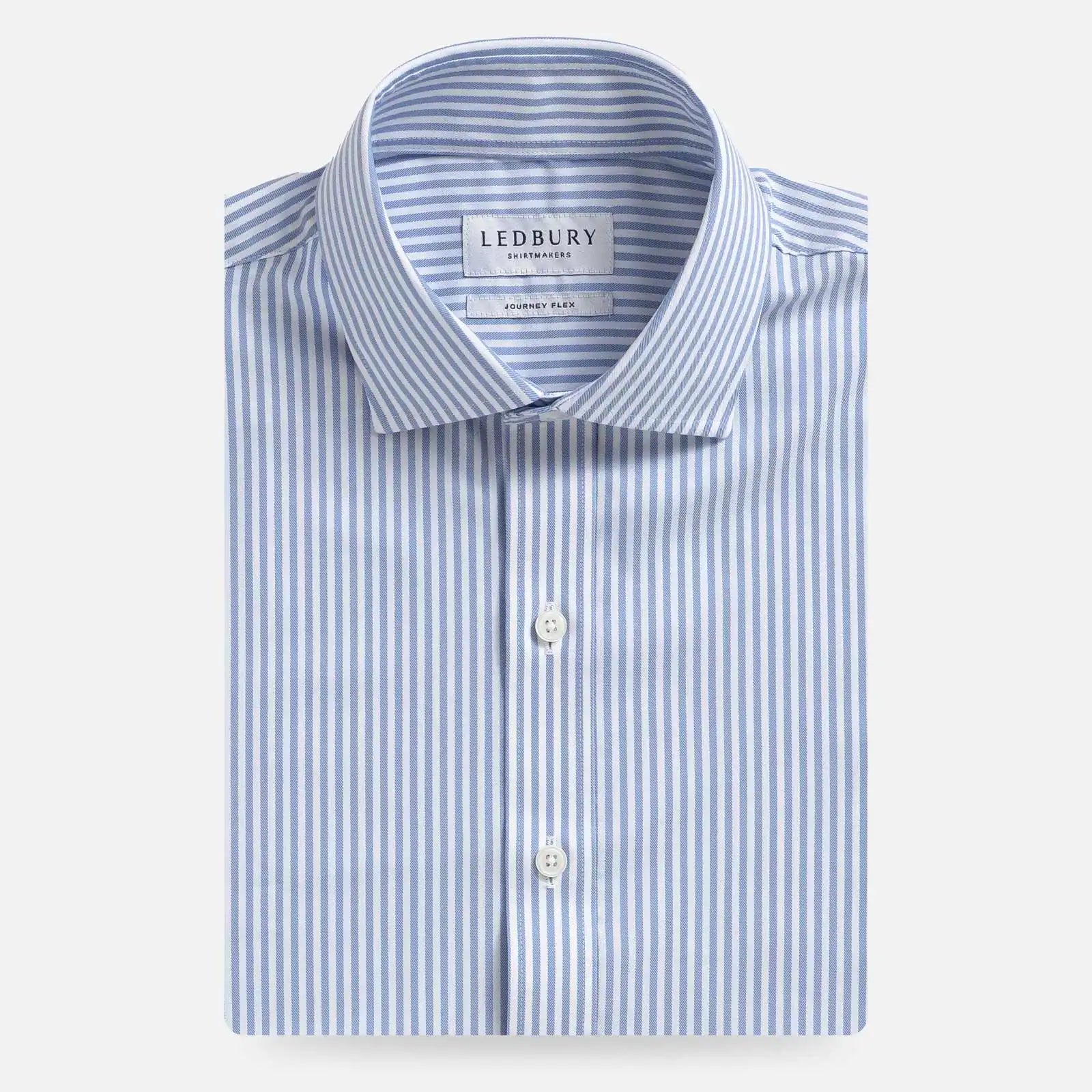 The Blue Journey Flex Performance Stripe Custom Shirt Custom Dress Shirt- Ledbury