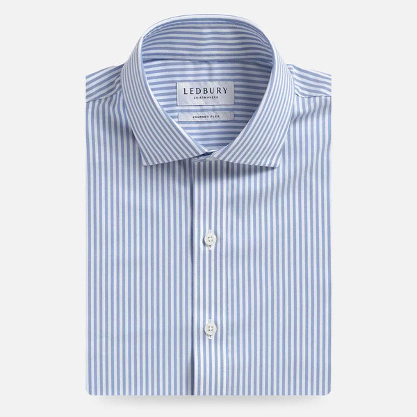 Blue striped Journey Flex wrinkle-free dress shirt - custom fit performance fabric for men