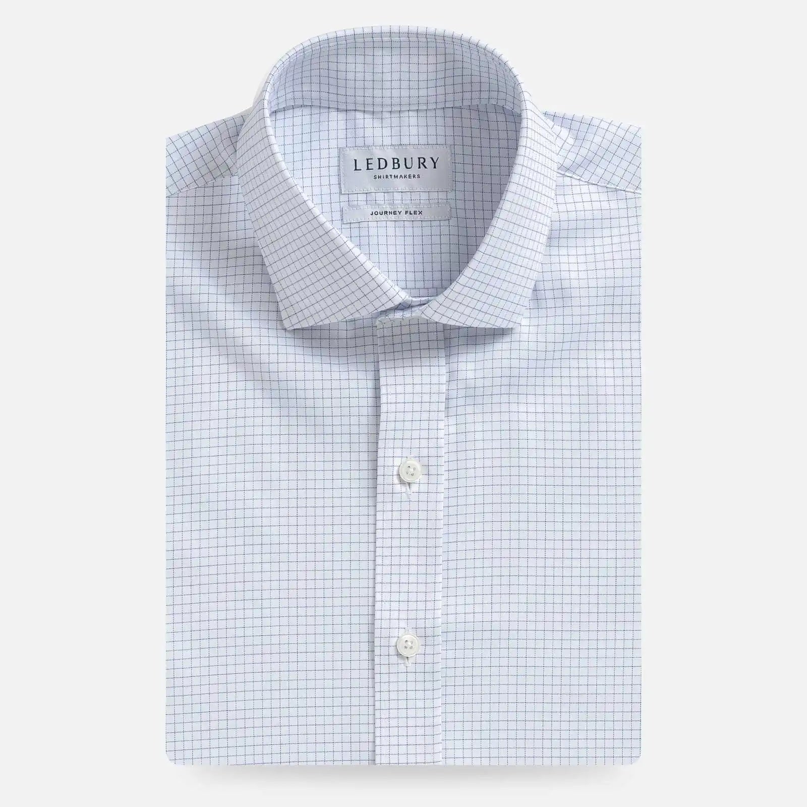 The Navy Journey Flex Performance Micro Check Custom Shirt Custom Dress Shirt- Ledbury