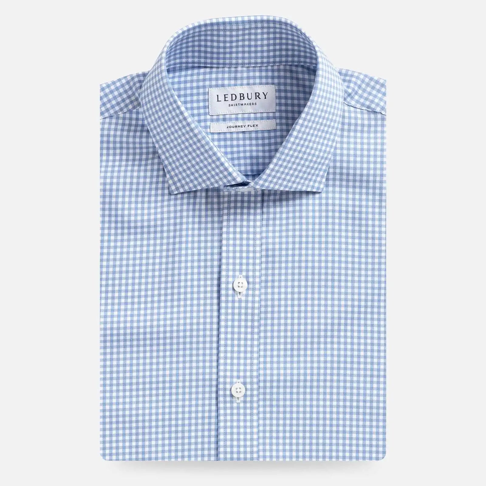 The Blue Journey Flex Performance Gingham Custom Shirt Custom Dress Shirt- Ledbury