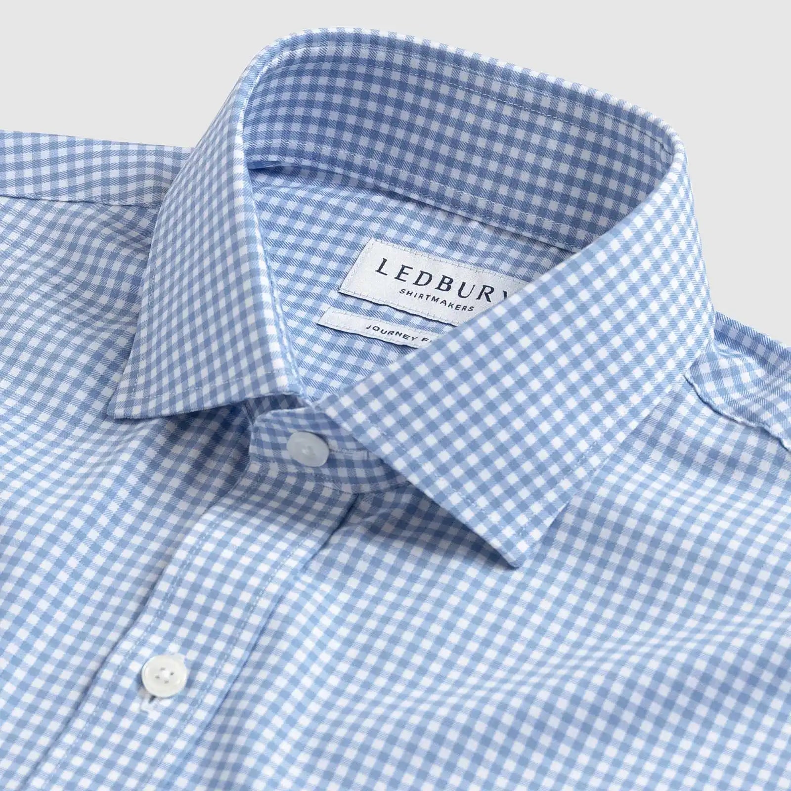 The Blue Journey Flex Performance Gingham Custom Shirt Custom Dress Shirt- Ledbury