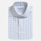 Blue windowpane performance dress shirt – Ledbury Journey Flex custom fit