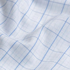 Blue windowpane performance fabric close-up – Ledbury Journey Flex stretch material