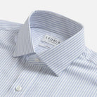 Blue stripe dress shirt collar detail – Ledbury Journey Flex reinforced collar